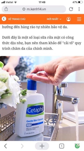 Sữa Rửa Mặt Dịu Nhẹ Cetaphil Gentle Skin Cleanser 125ml