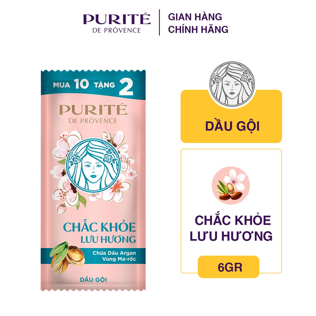 [HB - Gift] Combo 3 gói dầu gội Purite Chắc khỏe Lưu hương 6g/gói | BigBuy360 - bigbuy360.vn