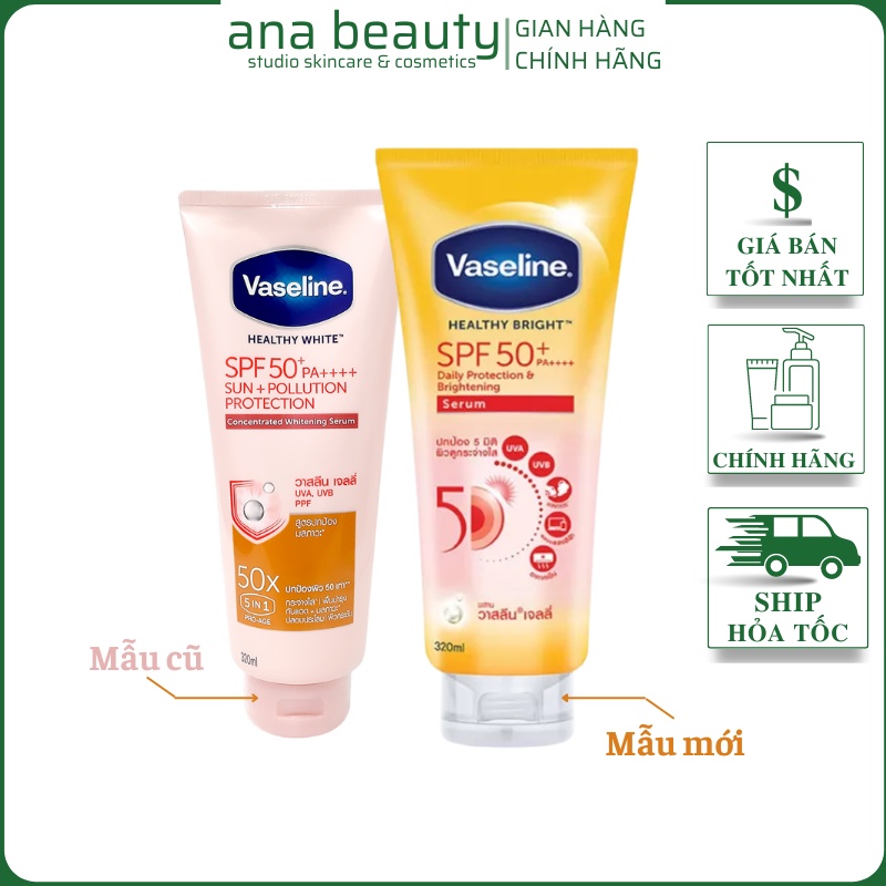 Sữa Dưỡng Thể Trắng Da Chống Nắng kết cấu dạng Serum Vaseline 50X SPF 50+ PA++++ 320ml