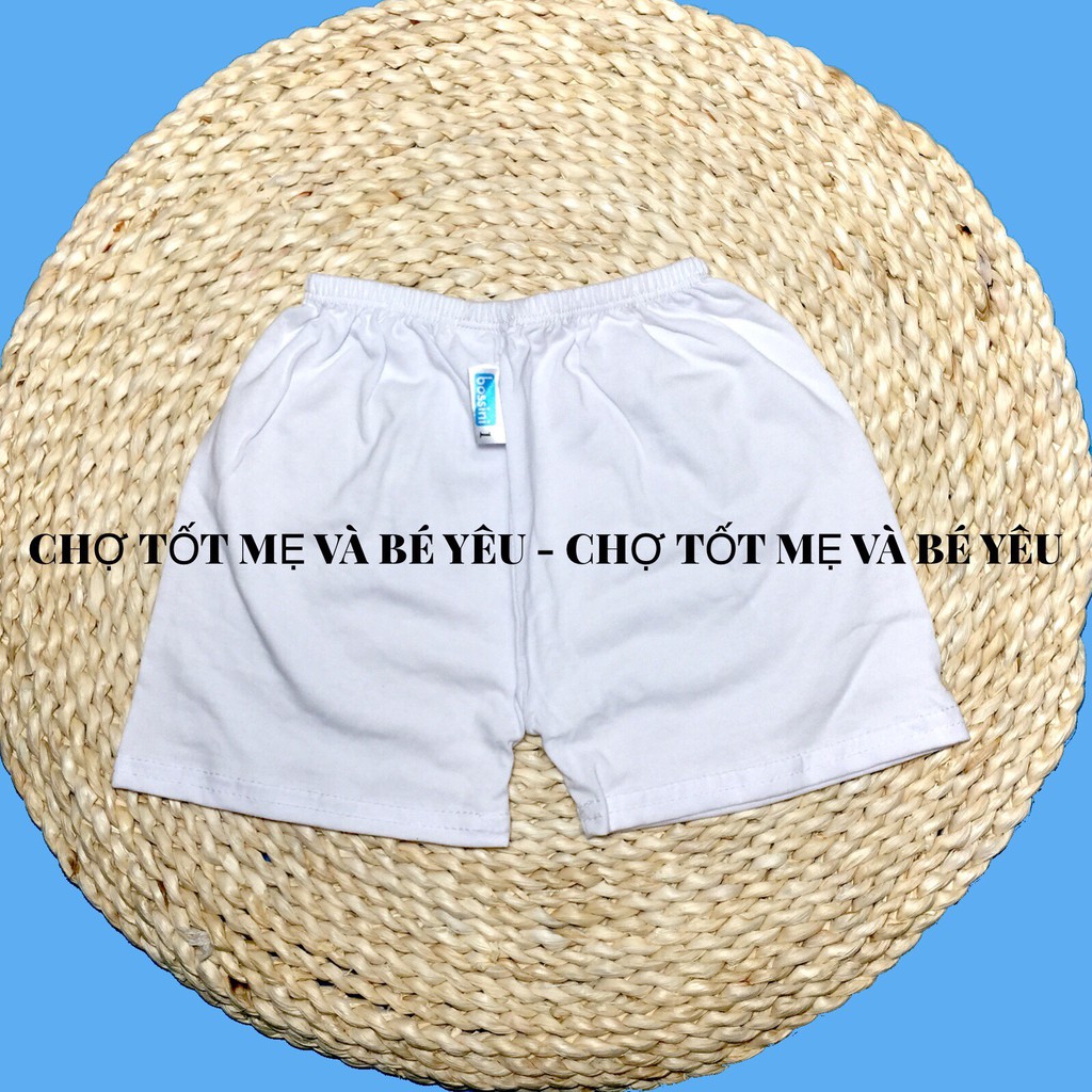 [CHẤT ĐẸP] Quần Ngắn Trắng Sơ Sinh Chất Vải Cotton Cho Bé Mặc Nhà Hiệu BOSSINI (3-70KG)