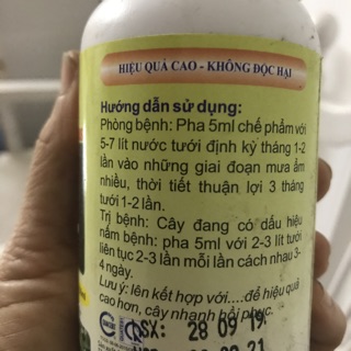 Trichoderma Bacillus 250ml - nấm đối kháng sinh học phòng nấm đen thân