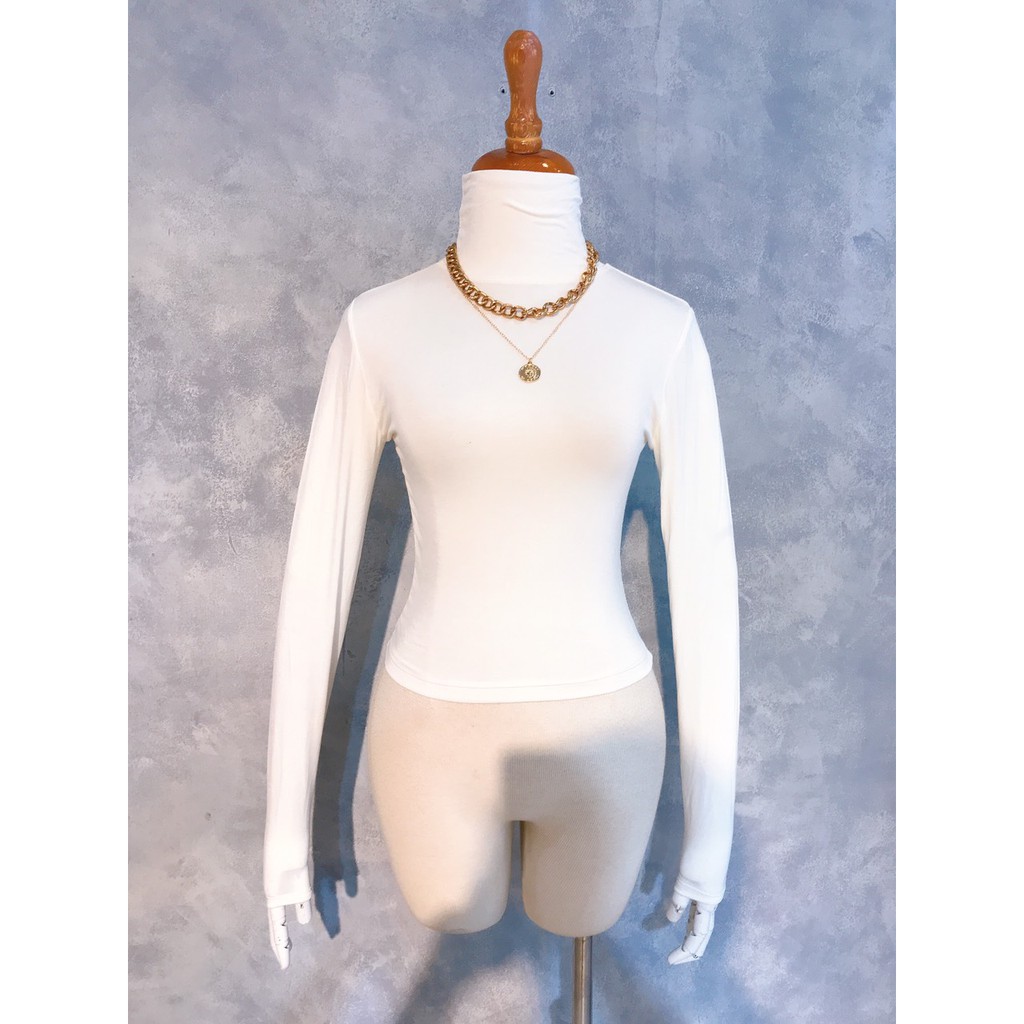 Áo Thun Croptop Tay Dài Cổ Lọ Trắng Đen Freesize "CROPTOP CỔ LỌ TAY DÀI" | BigBuy360 - bigbuy360.vn