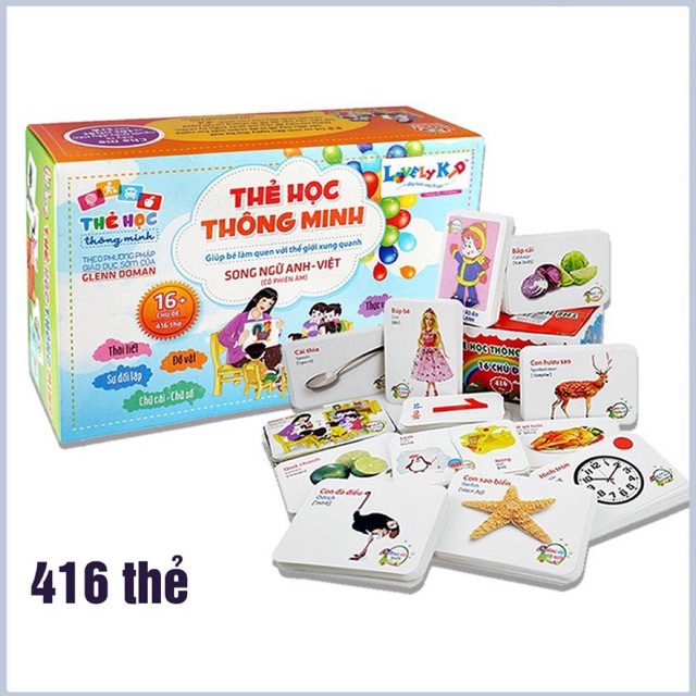 Bộ thẻ học thông minh 16 chủ đề song ngữ Anh-Việt cho bé