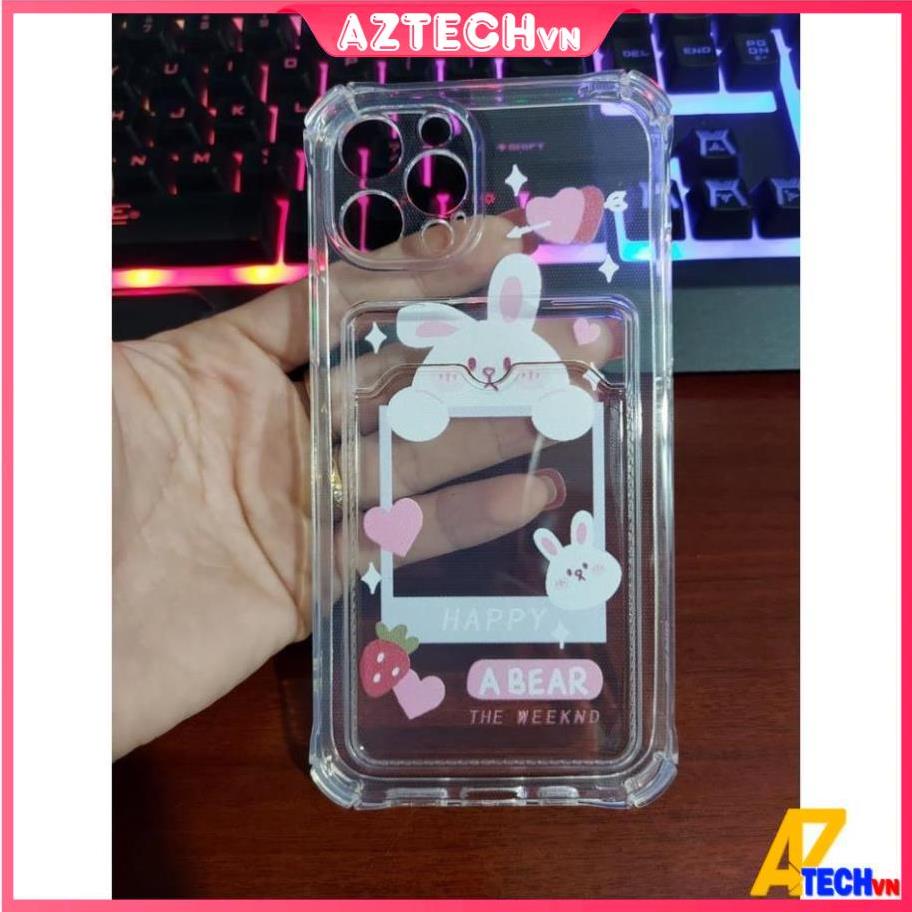 Ốp silicon trong suốt hình ngộ nghĩnh kèm ngăn ví đựng thẻ các dòng IPHONE Ốp Điện Thoại Xịn