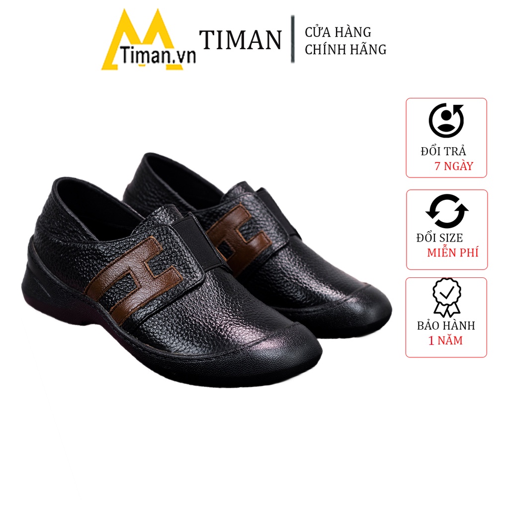 Giày lười nữ chất liệu da vải slip on kiểu mọi đế cao màu trắng độn đế bảo hành 1 năm LB13 TIMAN