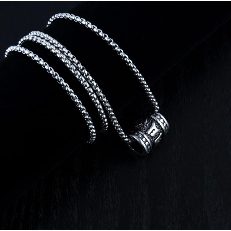 Vòng cổ Mặt Hình Trụ Bằng Thép Không Gỉ Thời Trang Cho Nam Và Nữ