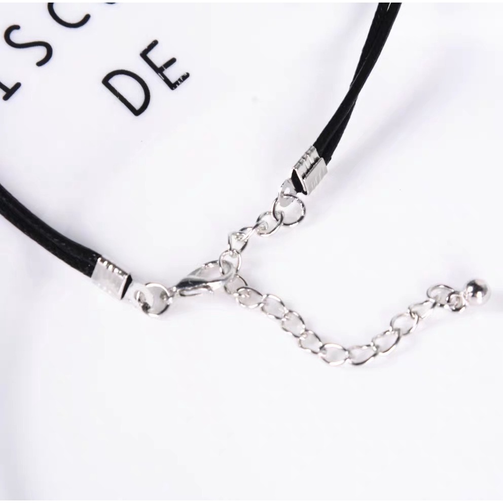 Vòng Cổ Choker Dây Da Thắt Nút Màu Đen Tối Giản Phong Cách Tối Giản Phong Cách Hàn Quốc