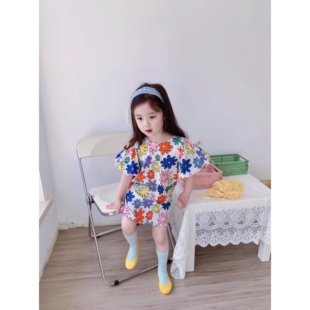 [CT22] Áo Váy Họa Tiết Hoa Xung Quanh Cực Xinh Cho Bé Gái Chất Vải Đũi Mát Lịm Đủ Size Từ 8-18Kg VNXK Nhật-Hàn