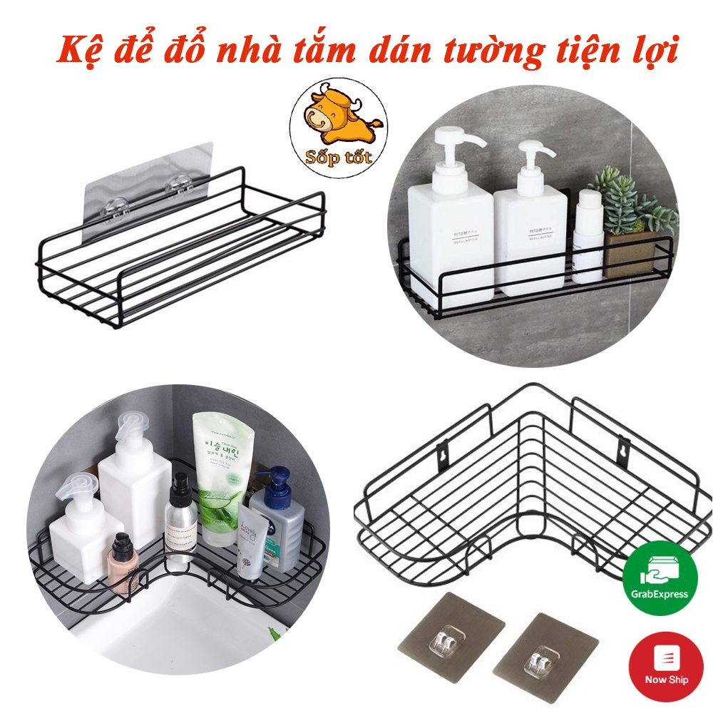 Kệ nhà tắm, dán tường để đồ thông minh, đa năng, sơn tĩnh điện chống gỉ, thoát nước sạch sẽ GD219 GD220