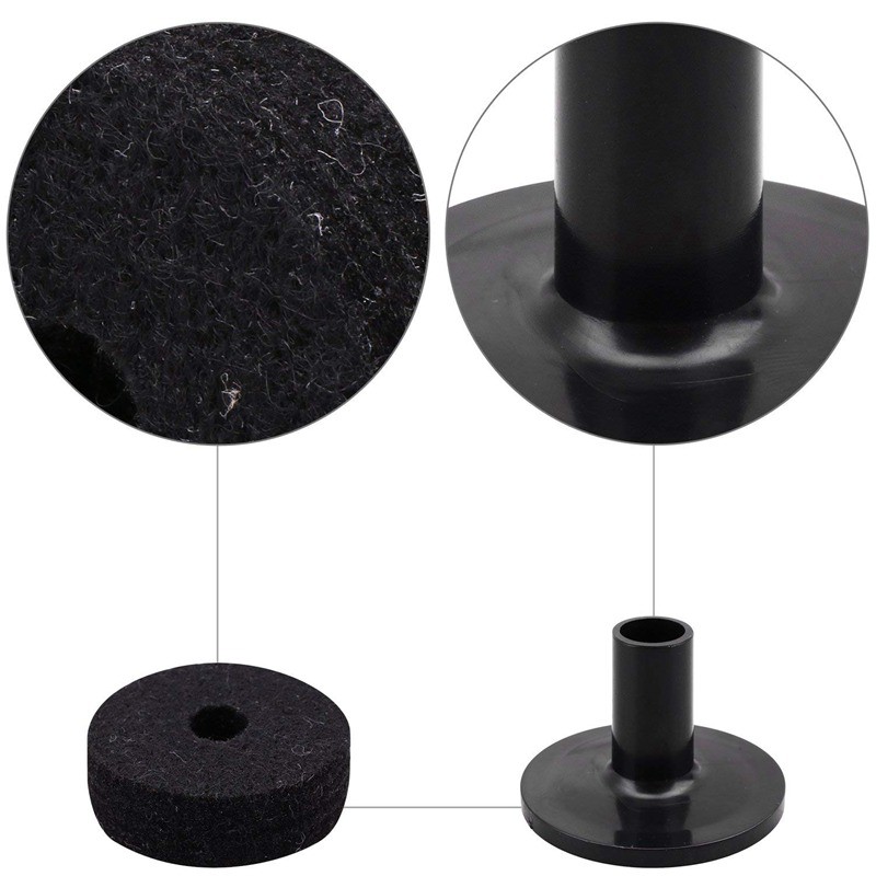 Cymbal Stand Felt Washer and Plastic Drum Cymbal Stand Sleeves Replacement Black