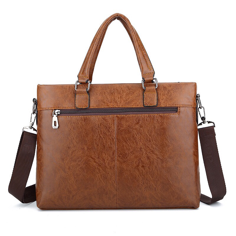 Túi xách cặp da công sở cao cấp JEEP BULUO T02 39x29x8cm (Nâu đậm - Nâu sáng - Đen) | BigBuy360 - bigbuy360.vn