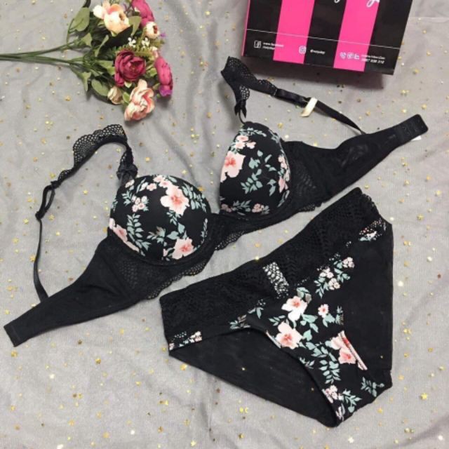 Bộ Vic Hoa Áo Nâng Ngực Siêu Êm Đệm Dày Vừa (Hàng Cao Cấp)