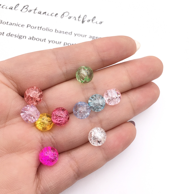 Set 100 Hạt Thủy Tinh Tròn 8mm Làm Trang Sức