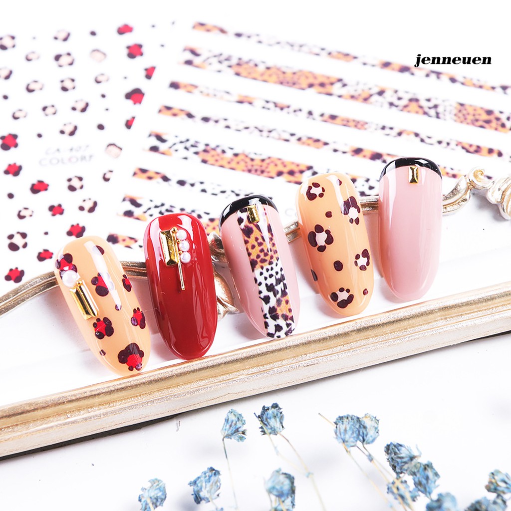 Nhãn Dán Trang Trí Móng Tay Họa Tiết Da Báo Thời Trang Mùa Đông Cá Tính