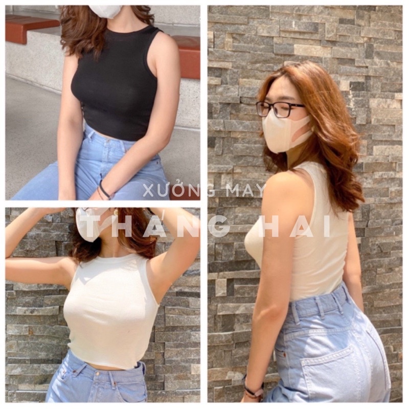 Áo Croptop Ba Lỗ Thun Tăm Nữ Body Dáng Ôm Trơn, Xưởng May Tháng Hai, Ảnh Video Thật