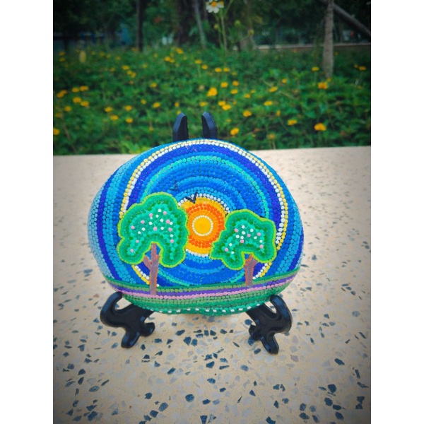 Tranh Đá Vẽ Chấm Nghệ Thuật - Tranh Đá Phong Cảnh, Tranh Đá Để Bàn, Quà Tặng Độc Đáo - Dot Stone Painting