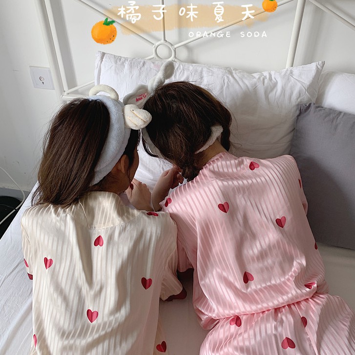 [ Mã WASTRUN4 giảm 10% tối đa 30K đơn 99K] Bộ Lụa mặc nhà ngắn Tim sọc cổ V 🌿 BIG SIZE 🌿 Lụa băng mềm mại - IVY081 | BigBuy360 - bigbuy360.vn