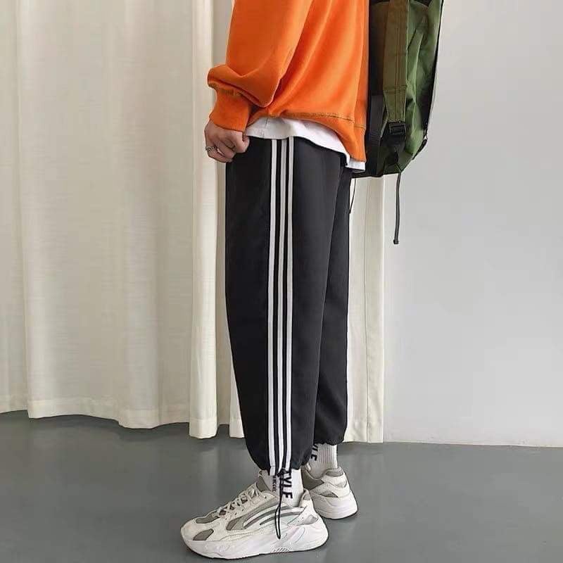 Quần 3 line ống rút dáng rộng phong cách Unisex cực cá tính