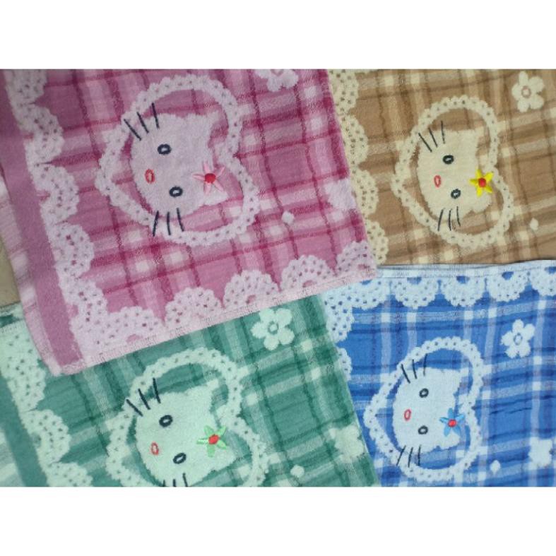 (Xả Hàng) Khăn mặt 100% cotton cao cấp In Hình Mèo Hoạt Hình Dễ Thương 25x50cm