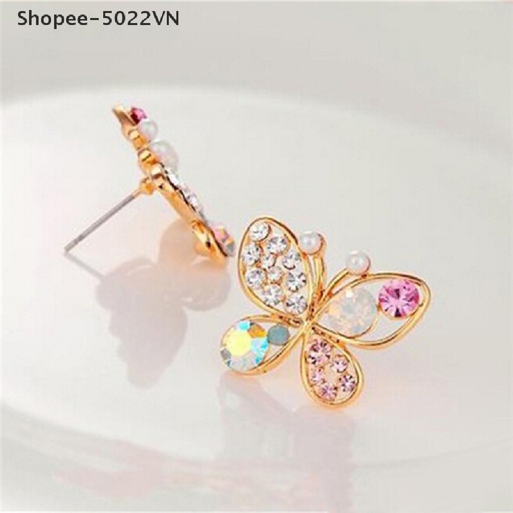 Bông Tai Hình Bướm Rỗng Đính Đá Đáng Yêu Shopee-5022VN