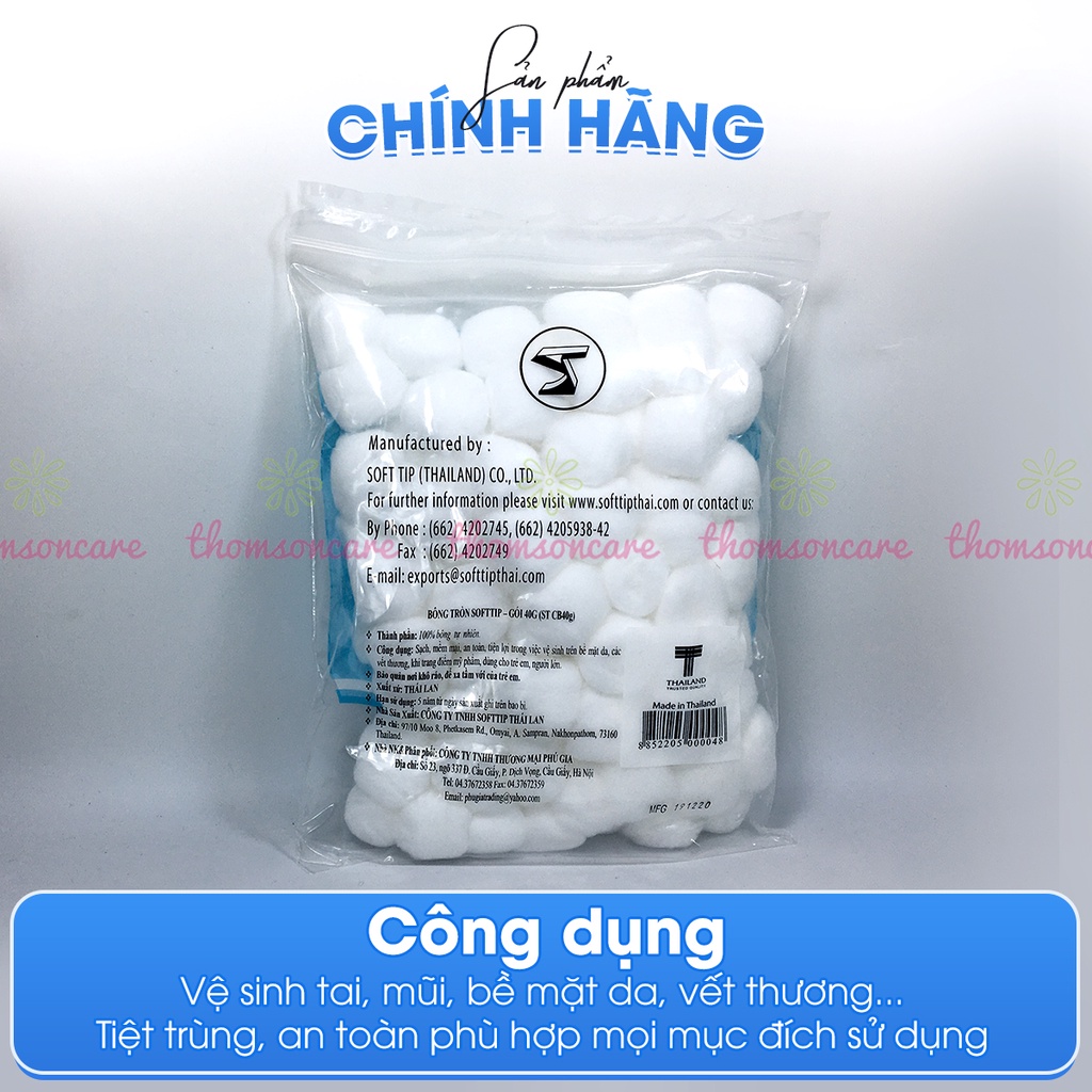 Bông gòn đút tai cho mẹ sau sinh Softtip - Bông viên tròn Soft tip, dùng trong y tế, nút nhét lỗ tai, trang điểm