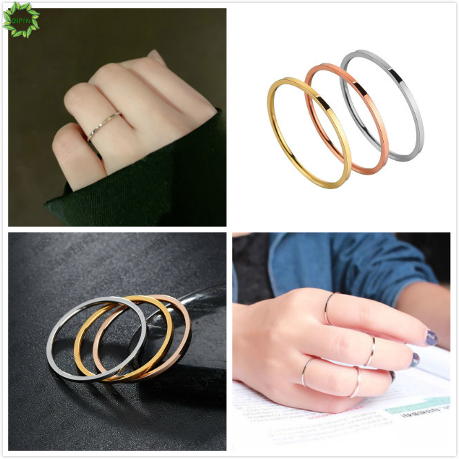 Cod Qipin Korean Simple Ultra-fine Glossy Copper Silver Rose Gold Ring Couple Gift Elegant Jewelry Gifts