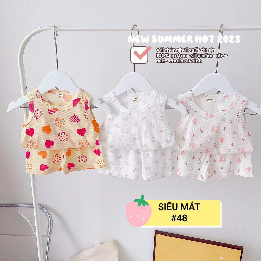 (set 3 bộ) đồ bộ bé gái , quần áo trẻ em , ba lỗ bé gái vải thông hơi siêu MỀM- MÁT-NHẸ size 8-16kg (link 2)