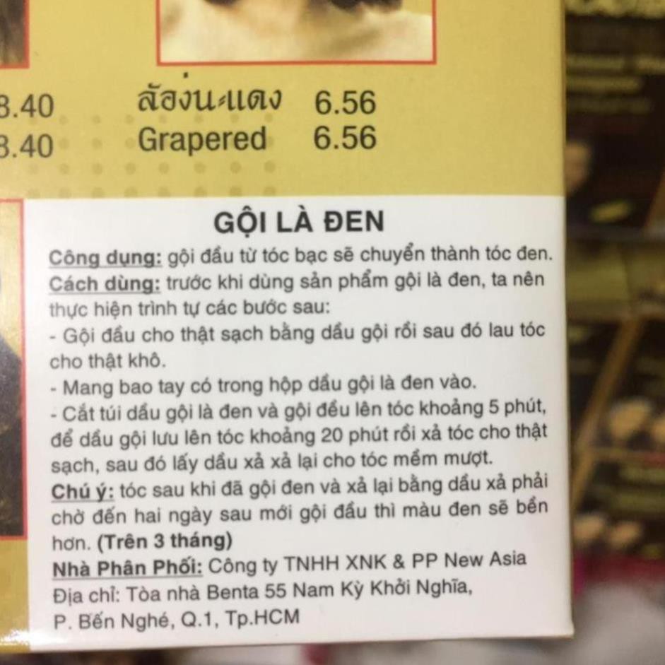 Hộp Dầu Gội Nhuộm Đen Tóc YiCaoTen - Gội Là Đen (Hộp 10 Gói Có Kèm Bao Tay)