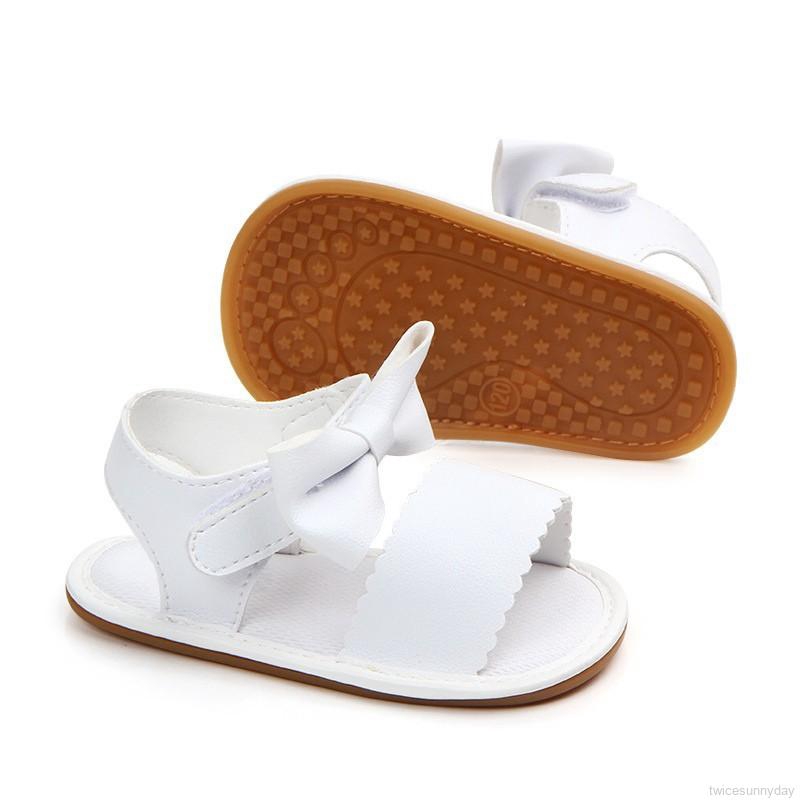 Giày sandal da PU đính nơ xinh xắn cho bé gái