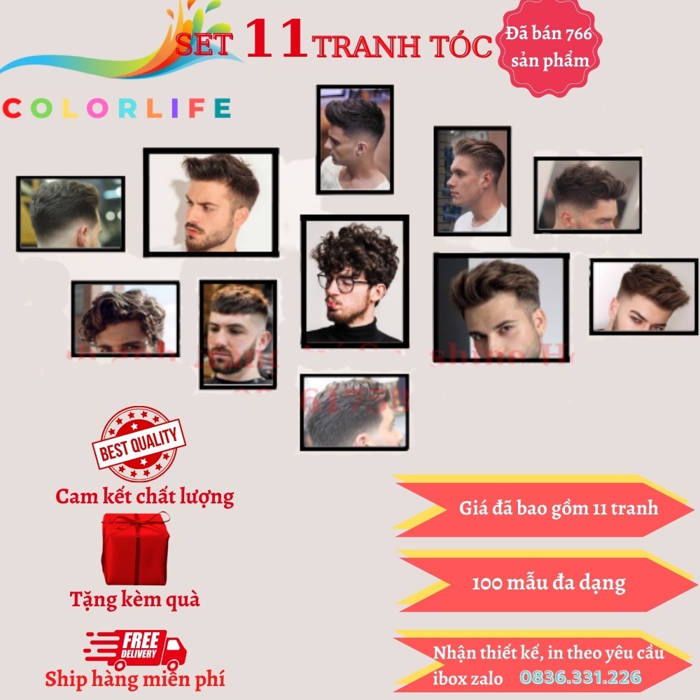 TRANH TÓC NAM BARBER DÁN TƯỜNG 11 TẤM TRANG TRÍ SALON QUÁN TÓC CAO CẤP BỀN ĐẸP