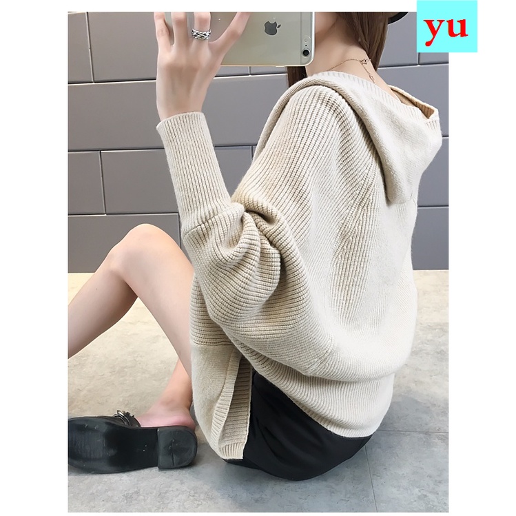 Áo khoác Cardigan dáng ngắn hình cánh dơi thời trang thu đông cho nữ 2021