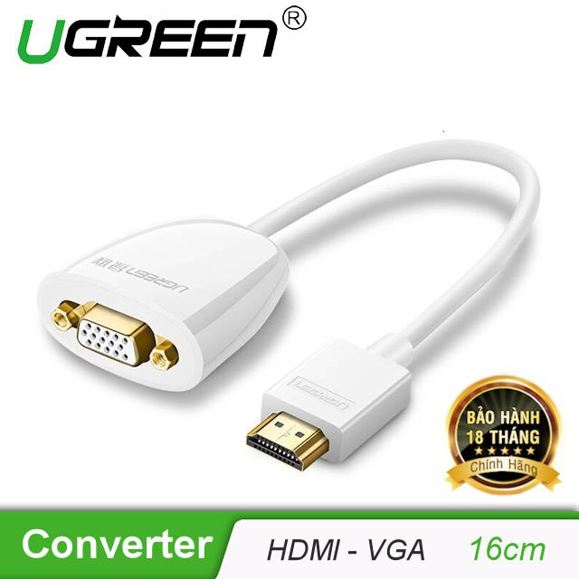 Cáp chuyển HDMI to VGA Ugreen 40252 màu trắng