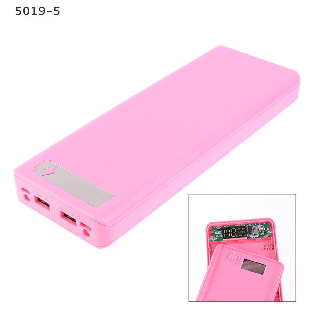 Vỏ Pin Sạc Dự Phòng Tự Làm Màn Hình LCD Hai Cổng USB 5019-5 10x18650  5019-5