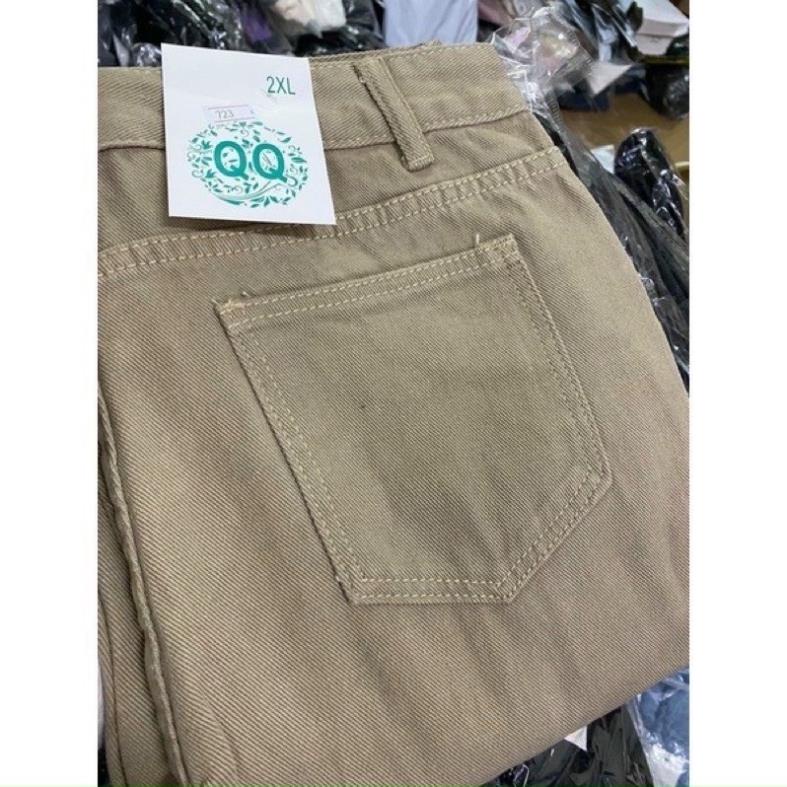 Quần jeans ống suông nâu sữa cạp cao siêu hack chân siêu tôn dáng | BigBuy360 - bigbuy360.vn