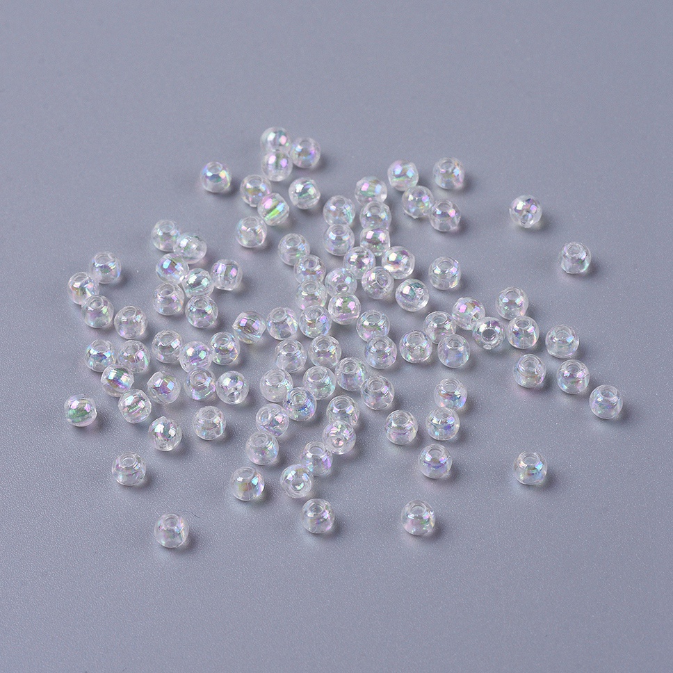 20 hạt nhựa tròn ánh màu hologram 3mm, 4mm/ hạt nhựa acrylic màu lấp lánh xỏ lỗ hai đầu