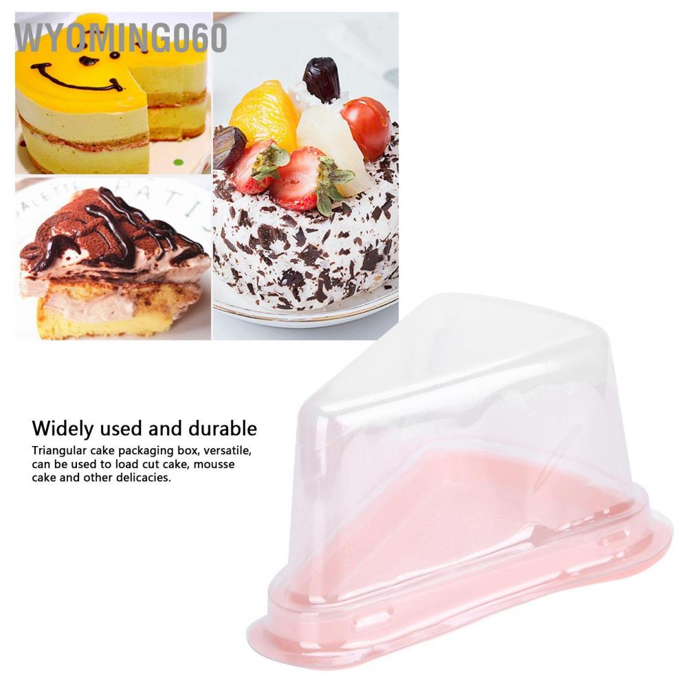 Wyoming060 100Pcs Triangular Cake Holder Box Transparent PET Food Cupcake Packaging Container