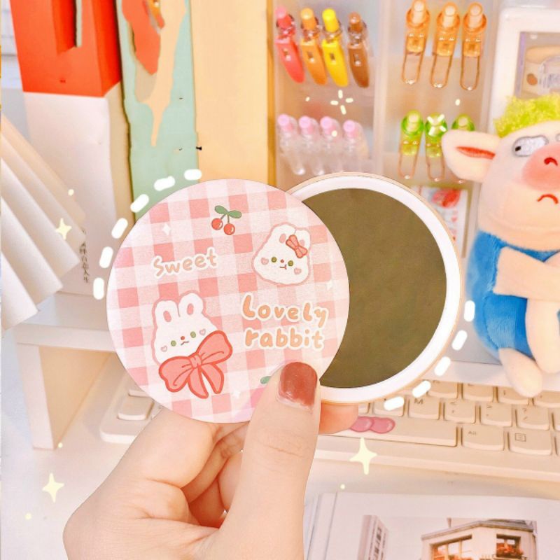 Gương Mini Bỏ Túi Hình Gấu , Thỏ, Cô Gái , Bò Sữa Cute Loại 1 Dày Dặn, Sắc Nét