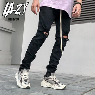 Quần jean nam đen zipper LAZY BOUTIQUE Quần jean đen nam cao cấp