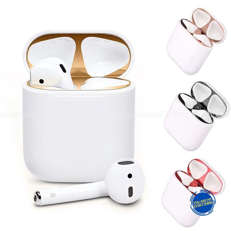 Miếng dán kim loại bảo vệ hộp sạc airpod 1 2 Pro chống bụi