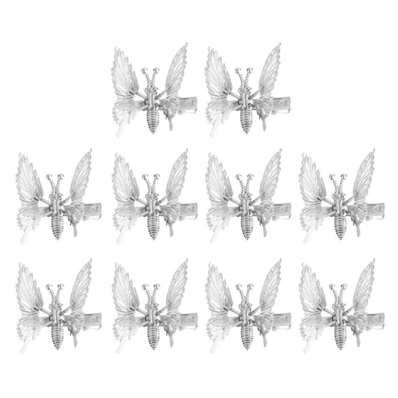 Bộ 10 Kẹp Tóc Hình Bướm Bằng Kim Loại Có Thể Tháo Rời