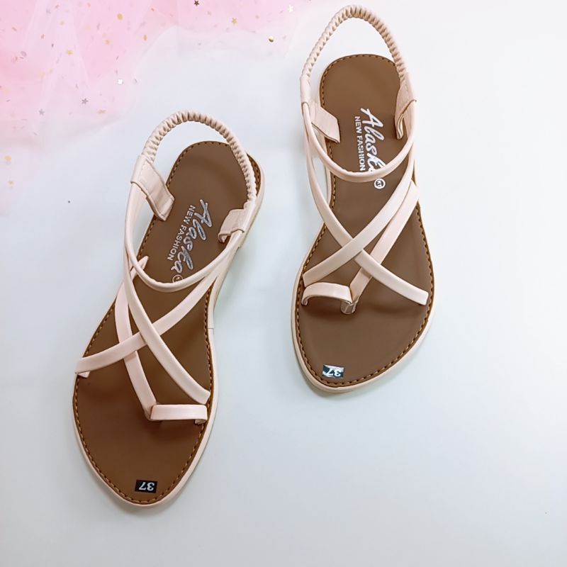 sandal chiên binh nữ đế bằng kiểu xỏ ngón dép quai hậu đi học đi chơi xinh xắn mẫu mới 2022