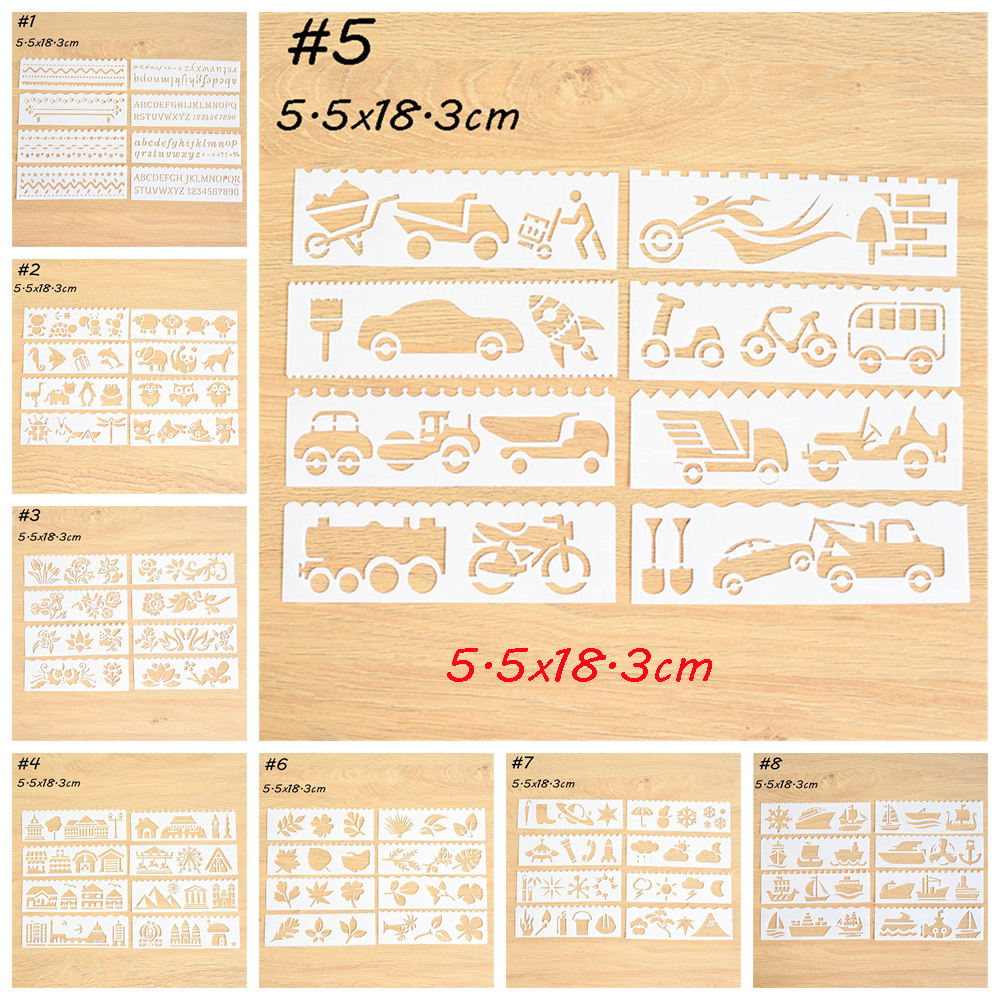 Bộ 8 khuôn tô màu trang trí thiệp tiện lợi