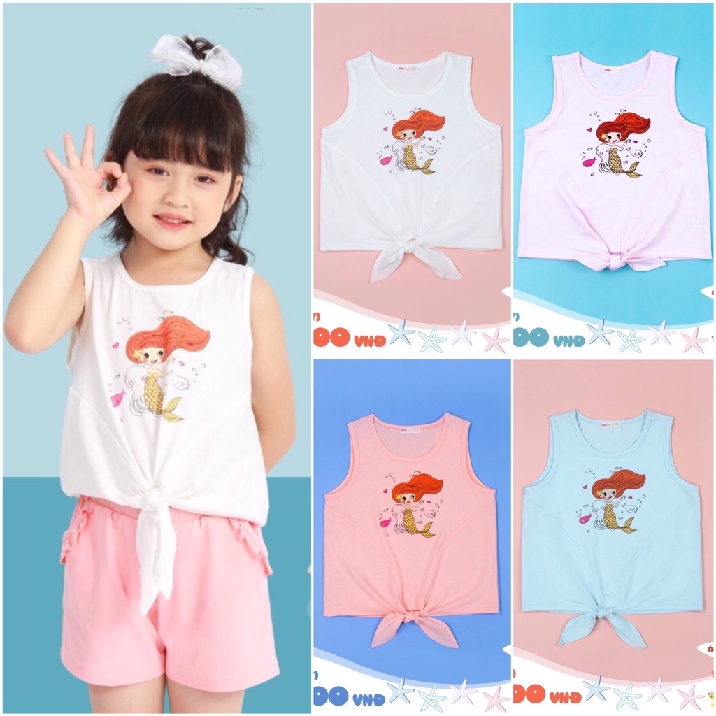 [CHÍNH HÃNG] Áo ba lỗ bé gái nơ bụng họa tiết tiên cá ASKD056AHĐ Zose