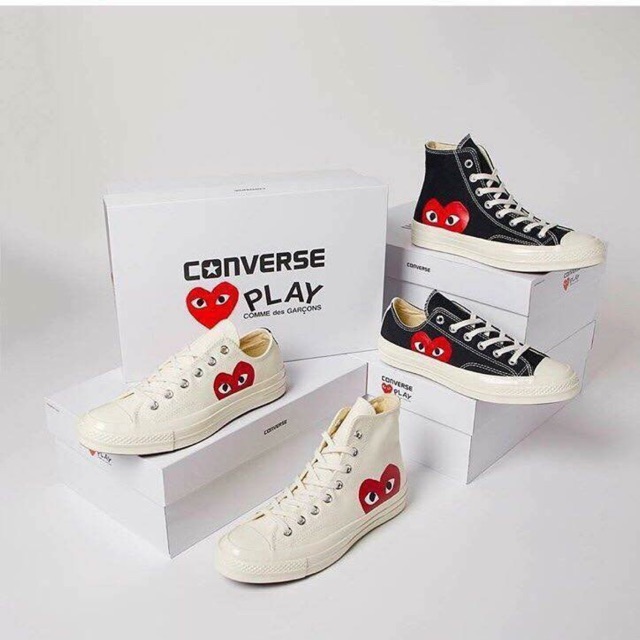 Giày converse cdg play cao, thấp (2 màu đen trắng) - có sẵn