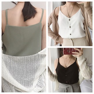 [Baywellfashion]Áo 2 dây nữ cổ chữ V màu trơn