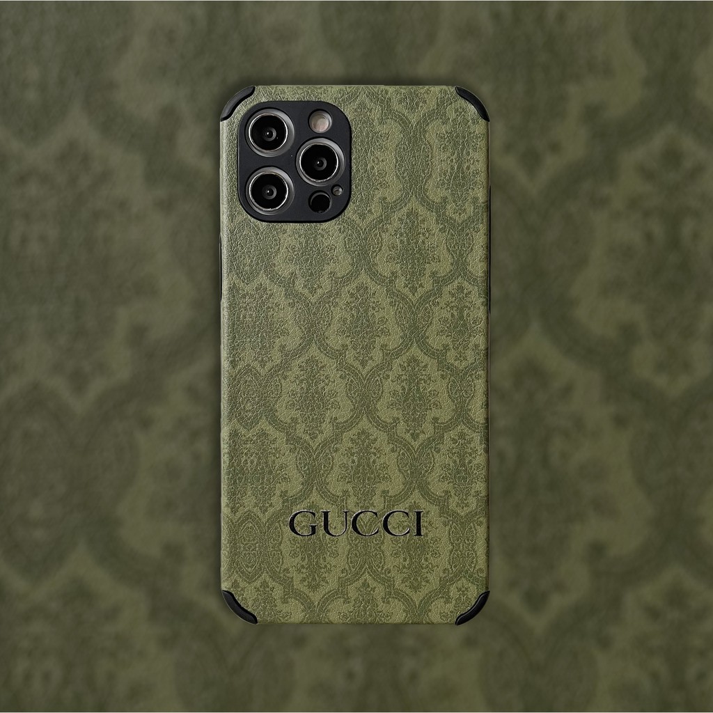 Ốp Điện Thoại Da Gucci Màu Xanh Lá Cho Iphone12 I7 I8 Xs Max Xr I11