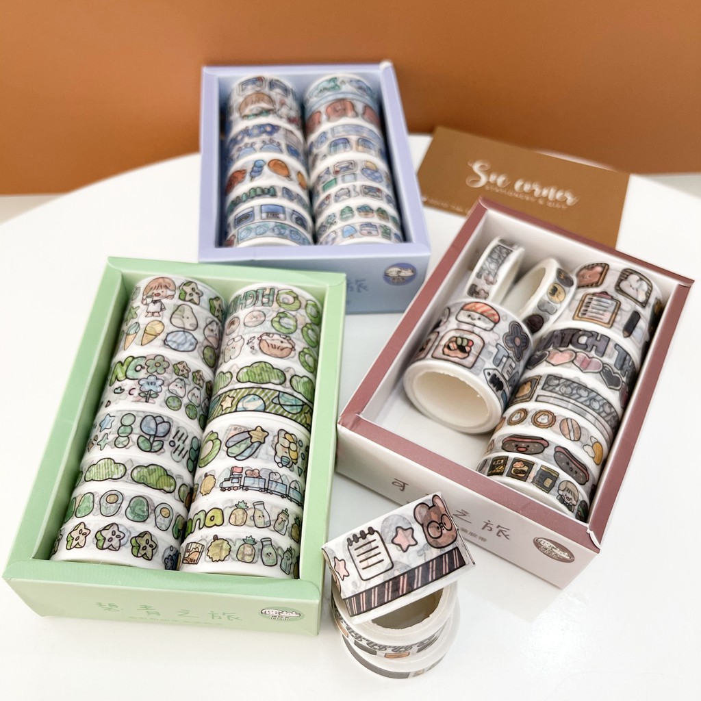 Bộ băng keo dán trang trí Washi Tape 12 cuộn