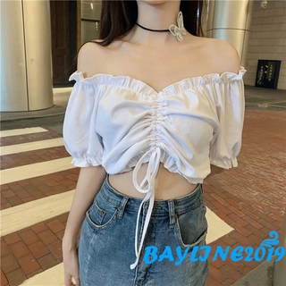 Áo Croptop Tay Phồng Cổ Chữ V Thời Trang Dành Cho Nữ