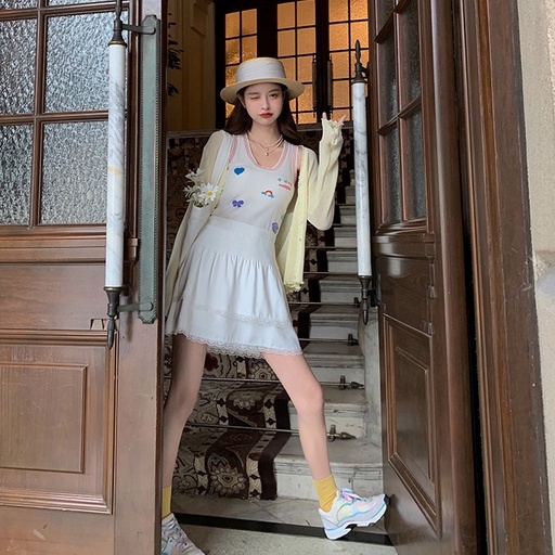 Áo croptop dệt kim không tay thêu họa tiết thời trang năng động cho nữ