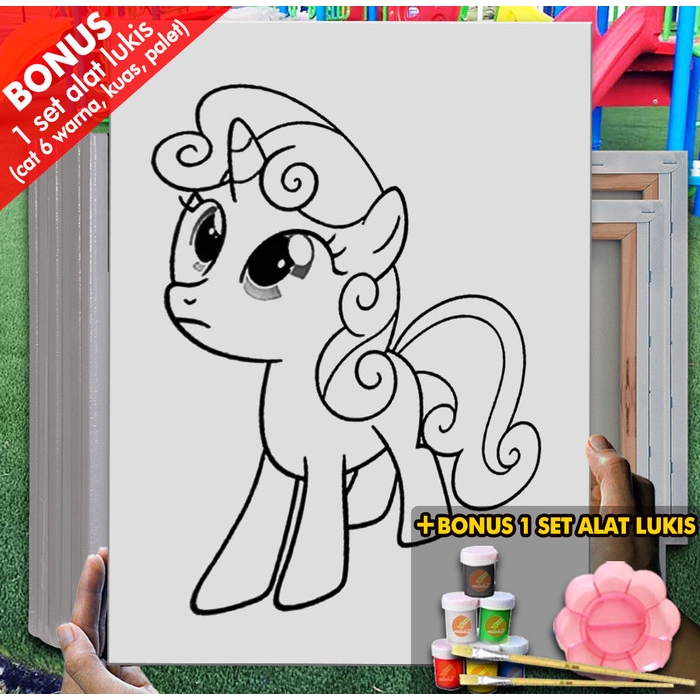 Tranh Vải Canvas Ghép Hình Ngựa Pony 30x40 cm Mel1137